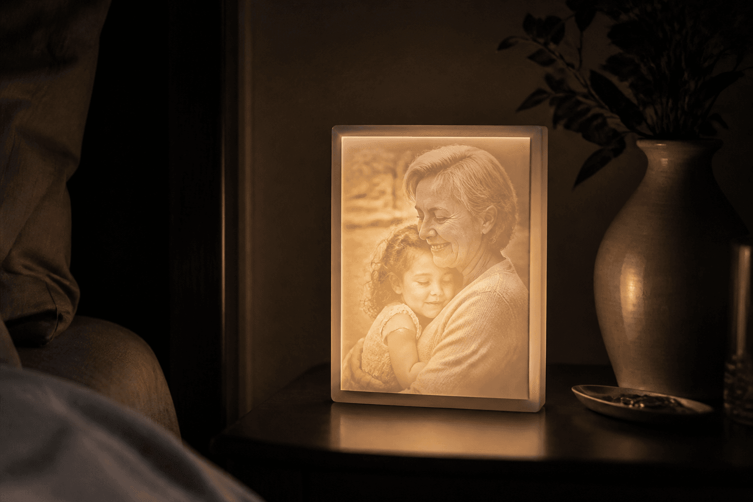 Softly glowing lithophane of a beloved pet